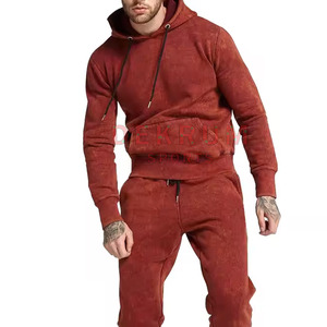 ชุดวอร์มผ้าฝ้ายแท้ 100% ล้างสีแบบแอซิดวอชสำหรับผู้ชาย ไซส์พลัส สีสั่งทำได้ ดีไซน์ใหม่สำหรับฤดูหนาว - Product Image 3