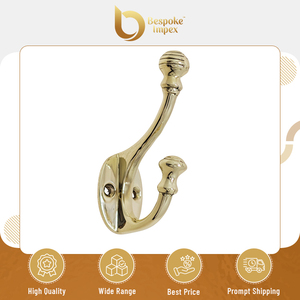 Bespoke Impex Factory Direct Supply OEM Custom Modern Designer Solid Brass 105gm Weight <b>Wall</b> <b>Mounted</b> 1 Hook Aurelian Hat Hook - Product Image 2