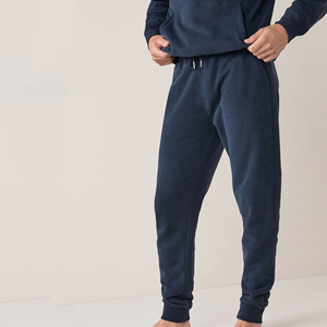 Joggers azul marino para hombre: Pantalones casuales con estilo con forro polar suave, cintura elástica y puños - Product Image 6