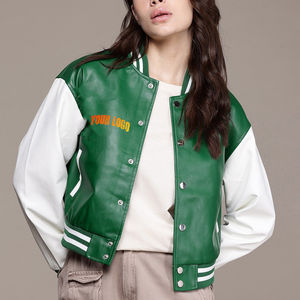 Venta al por mayor de moda para mujer Varsity chaqueta de alta calidad de gran tamaño Bomber chaqueta de béisbol elegante mezcla de lana Letterman prendas de vestir exteriores - Product Image 1