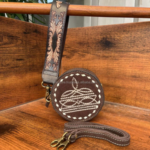 Sac à main ODM OEM personnalisé en cuir suédé avec point de botte, porte-monnaie à bandoulière usiné à la main, pochette à fermeture éclair, sac à main rond multifonction pour femmes - Product Image 2