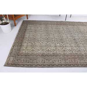 Turkish Large Rug 5.4x9.3 ft, Vintage <b>Brown</b> Ikat <b>Wool</b> Rug - Product Image 4