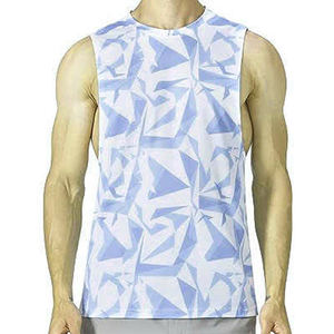 Fit <b>Sleeveless</b> Spandex/Cotton Knitted <b>White</b> Men's O-Neck Premium Tank <b>Top</b> Breathable High Street Style Latest Design - Product Image 1