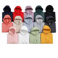 Sweater Hoodie Fleece AG400g Musim Gugur Musim Dingin Pria, Tebal, Warna Solid, Longgar, Trendy, Merk Ternama