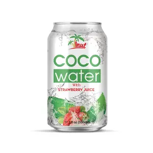 Pure Coconut Water with Strawberry | 330ml (Pack of 24) VINUT, Plant Based, Non-GMO, No Added Sugar, Essential Electrolytes