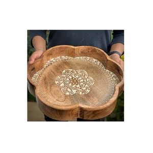 Bandeja de servicio de madera de lujo hecha a mano con mango de madera Diseño Art Deco único para Ramadán Boda Diwali - Product Image 6
