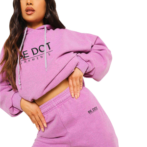 Conjunto Deportivo Informal para Mujer, Modelo 2026, de Algodón Transpirable de Alta Calidad, Corte Regular, Hombros Caídos, Lavado Ácido - Product Image 3