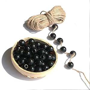 Perles en bois noir 16 mm Perles en bois colorées Formées et dimensionnées à la main Produit indien artisanal - Product Image 1