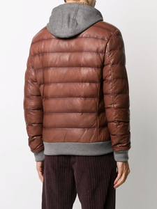 Veste d'hiver pour homme 2026 CLASSIC INVENTORS en cuir véritable bordeaux, imperméable, respirante, coupe slim, col montant, fermeture éclair - Product Image 6