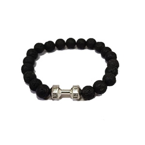 สร้อยข้อมือหินลาวาภูเขาไฟสีดำธรรมชาติสร้อยข้อมือลูกปัดเคลือบสร้อยข้อมือคริสตัลหินบำบัด - Product Image 6