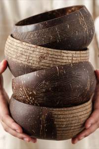 Vietnam Tendance Incassable Durable Laque Artisanat Shell Set Bol De Noix De Coco Traditionnel pour Cuisine Bol De Noix De Coco Poli - Product Image 3