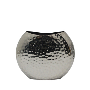 Vase à fleurs rond en fer de meilleure conception, pot de fleurs vintage de couleur argentée pour mariage et décoration de table en vrac - Product Image 1