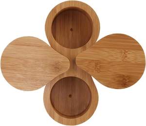 Récipient rond double en bambou, pot de stockage d'épices, boîte en bois pour sel et poivre - Product Image 6