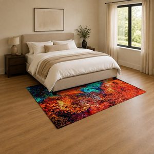 Tapis de salon en chenille antidérapant, imprimé numériquement, lavable en machine, design minimaliste rouge bordeaux, vente en gros RUGS DEPOT LXDP-0775 - Product Image 3