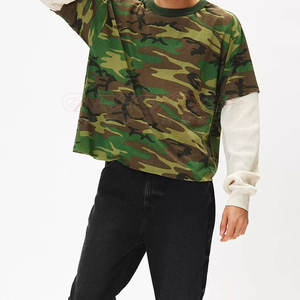 Camiseta de Lona para Hombre, de Doble Capa, Manga Larga, Alta Calidad, Transpirable, Ajuste Holgado, 100% Algodón, Estilo Casual, Urbano, Hip Hop - Product Image 3