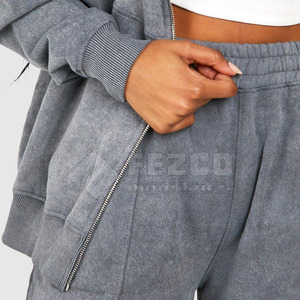 New Style Customize Logo Women Winter Hooded Solid Acid Wash <b>Tracksuit</b> Pakistan Made High Quality 100% Cotton - Product Image 5