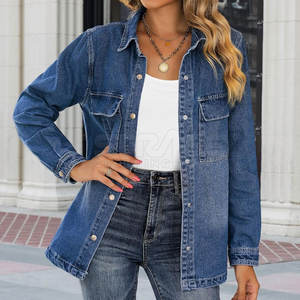 Veste en jean pour femme en coton tricoté respirant d'hiver avec logo frontal, couleur unie, haute qualité, faible MOQ - Product Image 3