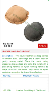 GREEN STARS SA PVT LTD GS 12B Bolsas de arena de cuero redondas para herramientas y equipos de joyería (yunque y estacas) - Product Image 2