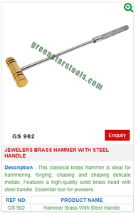 Martillo de Latón con Mango de Acero, Antichispas, No Daña las Superficies, Herramienta Manual Duradera para Joyería y Orfebrería | N.° de artículo GS-962 - Product Image 2