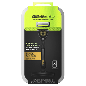Gillette Labs avec barre exfoliante Rasoir manuel pour hommes édition or avec étui de voyage, comprend 3 recharges de lame de rasoir et Premium - Product Image 6
