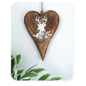 Rustic Wood Hanging Heart Best Christmas Decor Mini Wooden Shapes & Ornaments for Home Christmas and Hanging Decor - Product Image 2