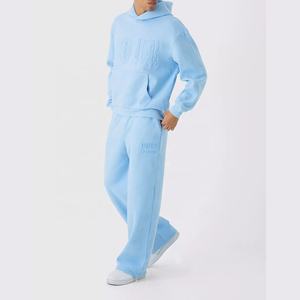 Conjunto de pantalones de chándal y Jersey con capucha para hombre, conjunto de chándal de poliéster de algodón GSM 180, chándales de gran tamaño Unisex de alta calidad 2025 - Product Image 1