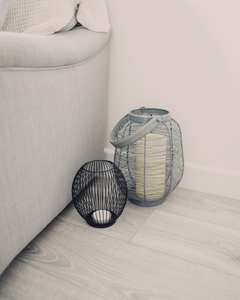 Faroles rústicos de madera y hierro negro - Product Image 3