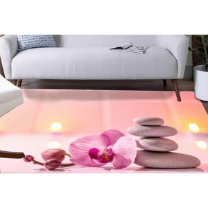 Pink Orchid Zen Stones <b>Rug</b>: Modern Bedroom Office Decor,<b>Chenille</b> <b>Rug</b> - Product Image 1