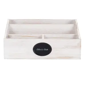 This and that Eggshell White 11.5 x 6 Antique Imitation Wood Desk Mail Organizer
