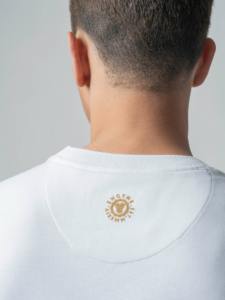 T-shirt blanc HD imprimé au dos pour hommes à la mode vente en gros Supima coton Spandex Tee col en nid d'abeille côtes poignets en tricot plat Design vierge - Product Image 2