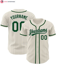 Personnalisé Vert-Blanc Authentique Pinstripe Baseball Jersey Offre Spéciale En Gros Imprimé Baseball Jersey - Product Image 4