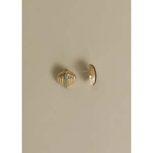 Vintage Gold Plated Diamond Ribbed <b>Earrings</b> Trendy Stud and <b>Cuff</b> Styles Made of Zinc Alloy and Copper for Party Gift Occasions - Product Image 2