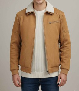Chaqueta Varsity de Invierno para Hombre, de Cuero Genuino Repujado e Impermeable, con Cuello Alto, Logotipo Frontal y Relleno de Poliéster, Última Tendencia - Product Image 1