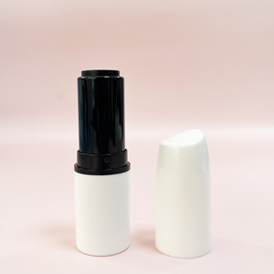 Tubo de labio redondo y corto, contenedor de lápiz labial blanco único, en Stock - Product Image 3