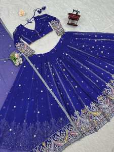Lehenga bleu tendance avec chemisier et Dupatta | Mariage, réception, tenue de festival | Taille personnalisée et support de couleur - Product Image 5