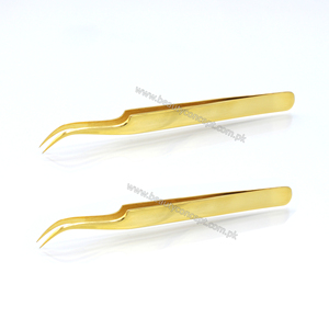 Private Label Stainless Steel Eyebrow and Eyelash Extension Tweezers Pointed Tip Rounded Straight Fiber Metal Material - Product Image 3