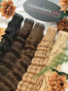 2025 cinta cabello mejor calidad Super doble dibujado Venta caliente 100% queratina Real vietnamita cutícula completa estilo ondulado cabello humano - Product Image 2