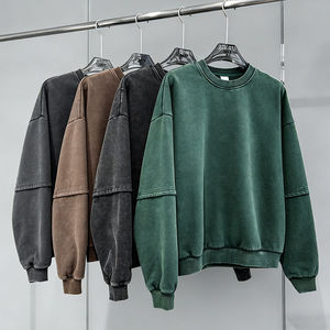 เสื้อพูลโอเวอร์คอกลมโอเวอร์ไซส์ผ้าฟลีซฟอกสีแบบแอซิดวอชสำหรับผู้ชาย OEM ผลิตตามสั่ง น้ำหนัก 360 กรัม ผ้าฝ้ายหวีอย่างดี ป้องกันรอยยับ ป้องกันการเป็นขุย สำหรับฤดูใบไม้ร่วง - Product Image 4