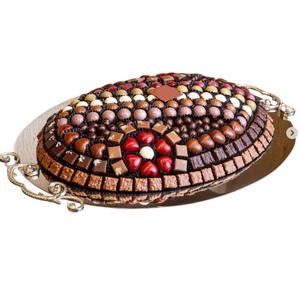 Plateau en acier inoxydable de haute qualité avec poignée dorée Design classique vaisselle de table bonbons Desserts plateau de service plateau de service au chocolat - Product Image 2