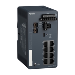 Switch di Rete Gestito SCHNEIDER ELECTRIC Modicon MCSESM093F1CU0 con 8 Porte in Rame e 1 Porta in Fibra Ottica - Product Image 1