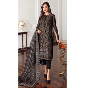 Nuevo traje exclusivo de Georgette con bordado de zorro floreciente pesado ropa paquistaní con trabajo de secuencia para exportación India - Product Image 1