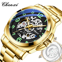 Montres mécaniques CHENXI 88542 pour hommes, cadran creux, grand cadran, montre de mode pour homme, acier inoxydable, étanche, sport, lumineuse