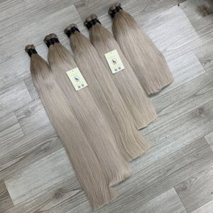 Vente chaude de haute qualité cuticule alignée personnalisé Ombre Double dessiné droite cheveux russes en vrac Extension de cheveux humains - Product Image 5