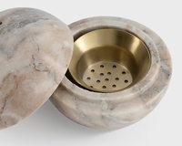 Brûleur d'encens Bakhoor en marbre moderne avec bol intérieur en métal, brûleur d'oud arabe pour la décoration du Ramadan et l'utilisation domestique au Moyen-Orient et au Golfe