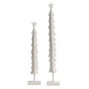 Escultura Moderna de Árbol de Navidad de Metal Plateado con Base de Madera, Decoración de Mesa, Adorno para el Hogar a Precio Económico - Product Image 2