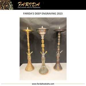 2023 Farida's Luxury Brass Egyptian Shisha Hookah Set Vidrio de alta calidad Nuevo diseño único Laca de grabado profundo Superventas - Product Image 3