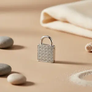 Pendentif cadenas en argent 925 avec zircone cubique pour femmes, plaqué rhodium, charme religieux, motif goutte d'eau, or blanc, or rose - Product Image 1