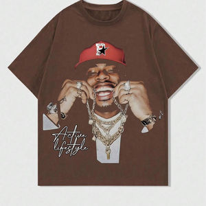 Tendance Vintage T-shirt lavé à l'acide pour hommes 100% coton doux imprimé numérique au Pakistan - Product Image 1