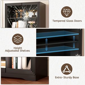 ตู้โชว์กระจกหรูหราพร้อมไฟ LED ประตูกระจก ชั้นวางปรับได้ ขายส่งตู้โชว์ 5 ชั้นสำหรับของสะสม - Product Image 5