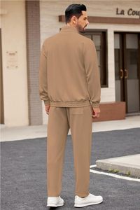 Survêtement d'entraînement léger personnalisé pour hommes avec veste zippée et pantalon fuselé adapté à la course à pied en plein air et aux vêtements décontractés - Product Image 5